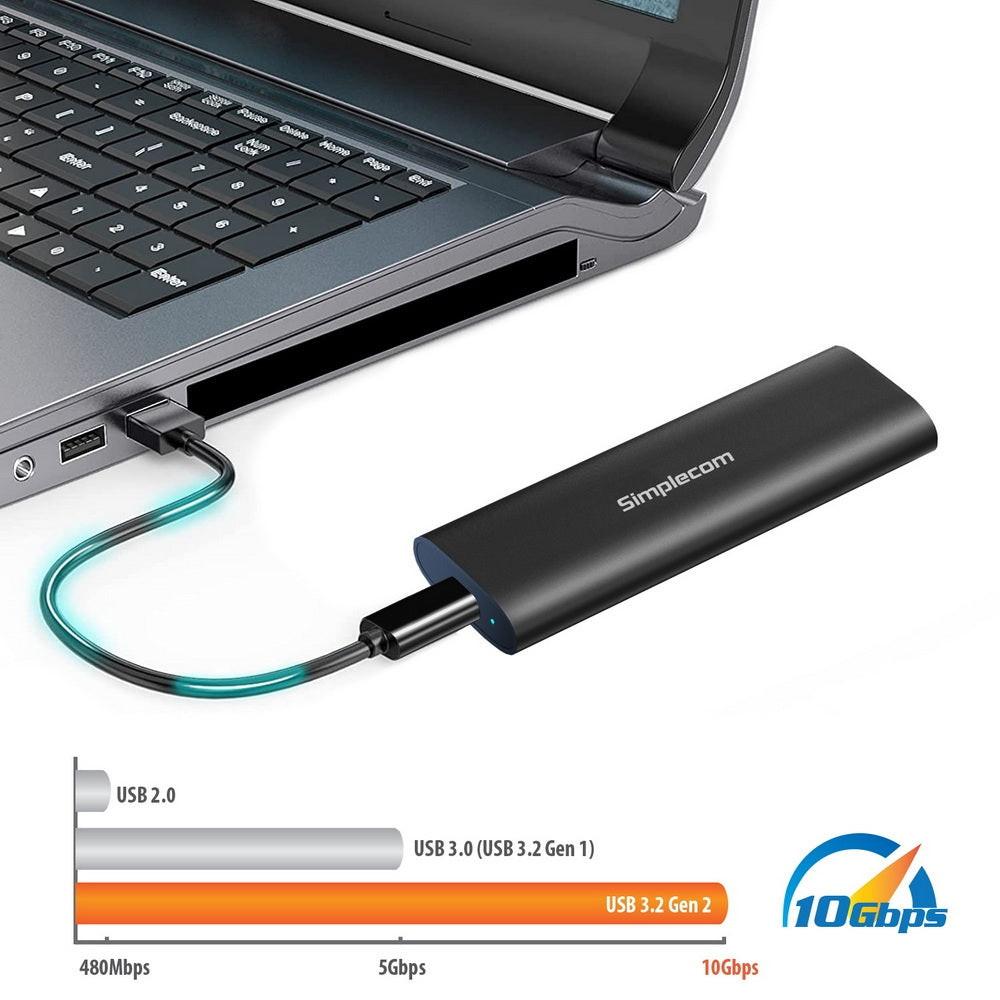 Simplecom SE516 NVMe / SATA Dual Protocol M.2 SSD Tool-Free USB-C Enclosure USB 3.2 Gen 2 10Gbps.