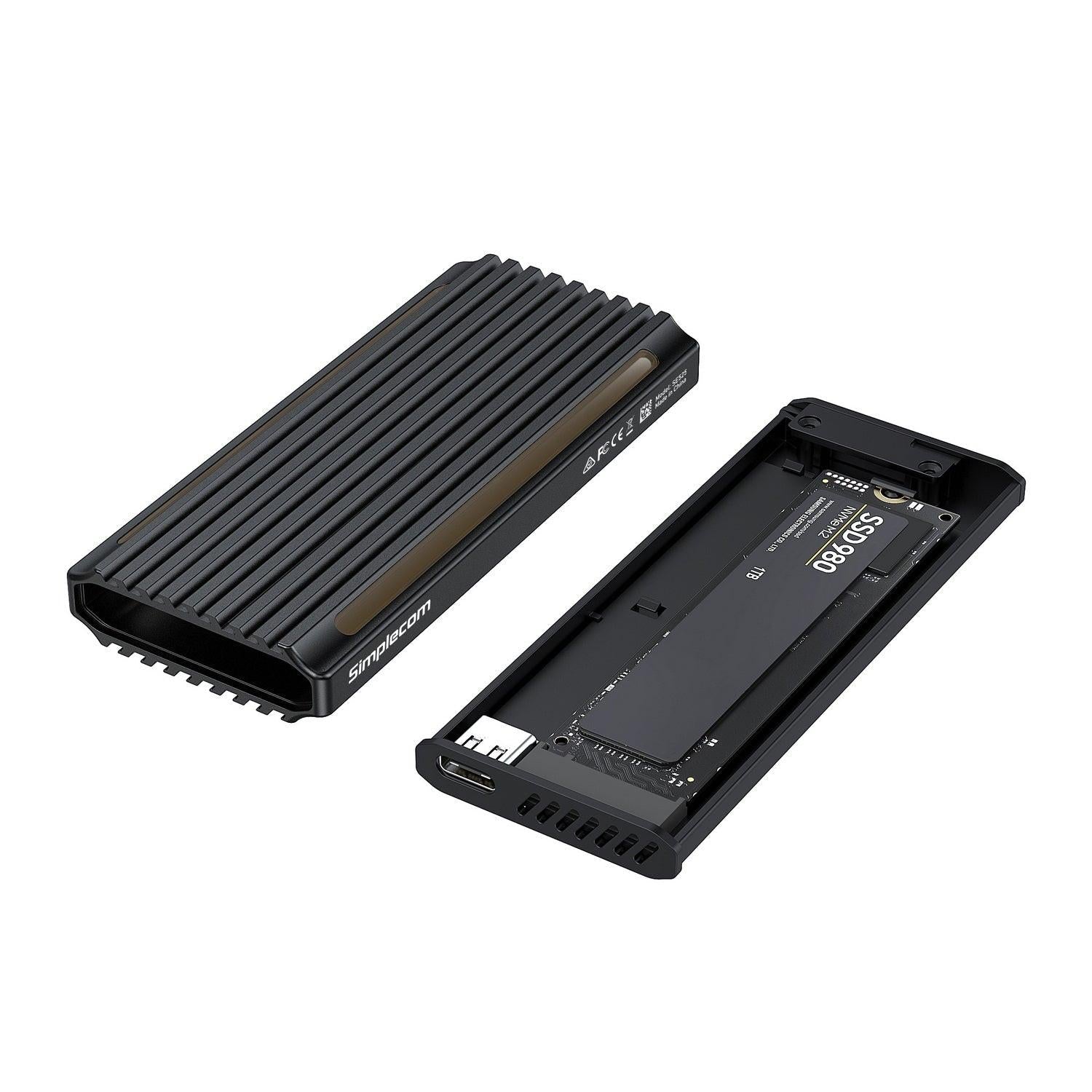 Simplecom SE525 NVMe / SATA M.2 SSD USB-C Enclosure with RGB Light USB 3.2 Gen 2 10Gbps.