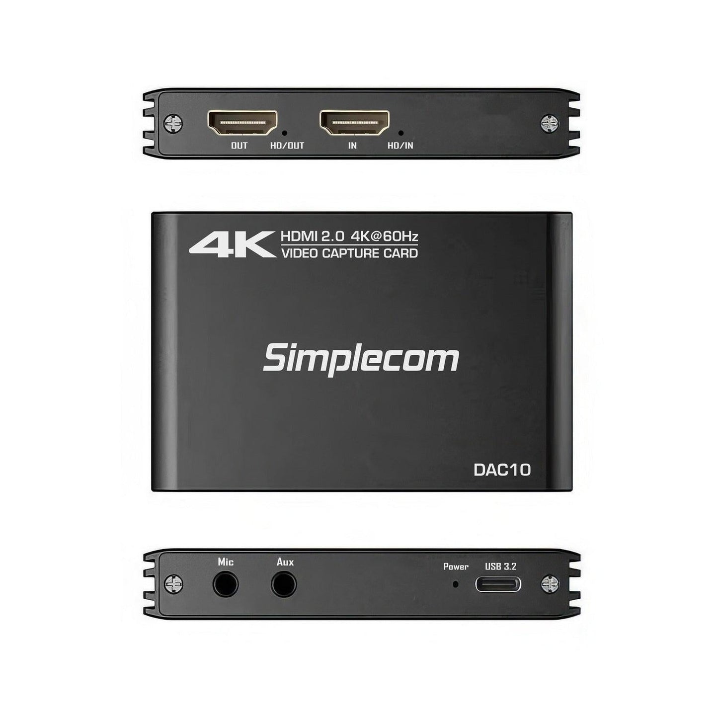 Simplecom DAC10 HDMI 2.0 to USB 4K@60hz Video Capture Card Stream and Record in 4K 60FPS.
