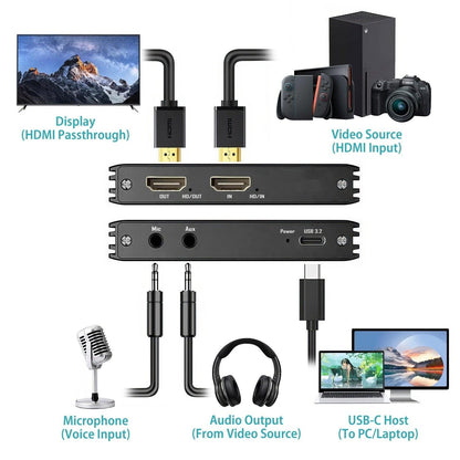 Simplecom DAC10 HDMI 2.0 to USB 4K@60hz Video Capture Card Stream and Record in 4K 60FPS.