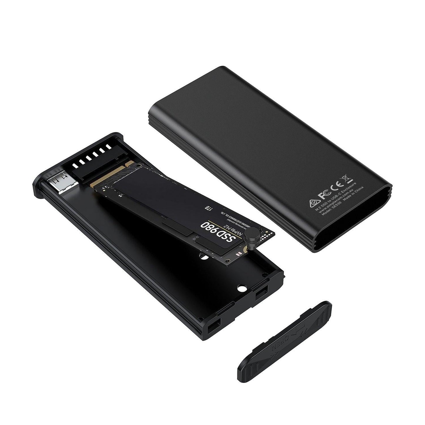 Simplecom SE530 NVMe / SATA M.2 SSD to USB-C Enclosure with SMART LED Screen USB 3.2 Gen 2 10Gbps.