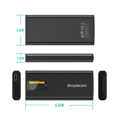 Simplecom SE530 NVMe / SATA M.2 SSD to USB-C Enclosure with SMART LED Screen USB 3.2 Gen 2 10Gbps.