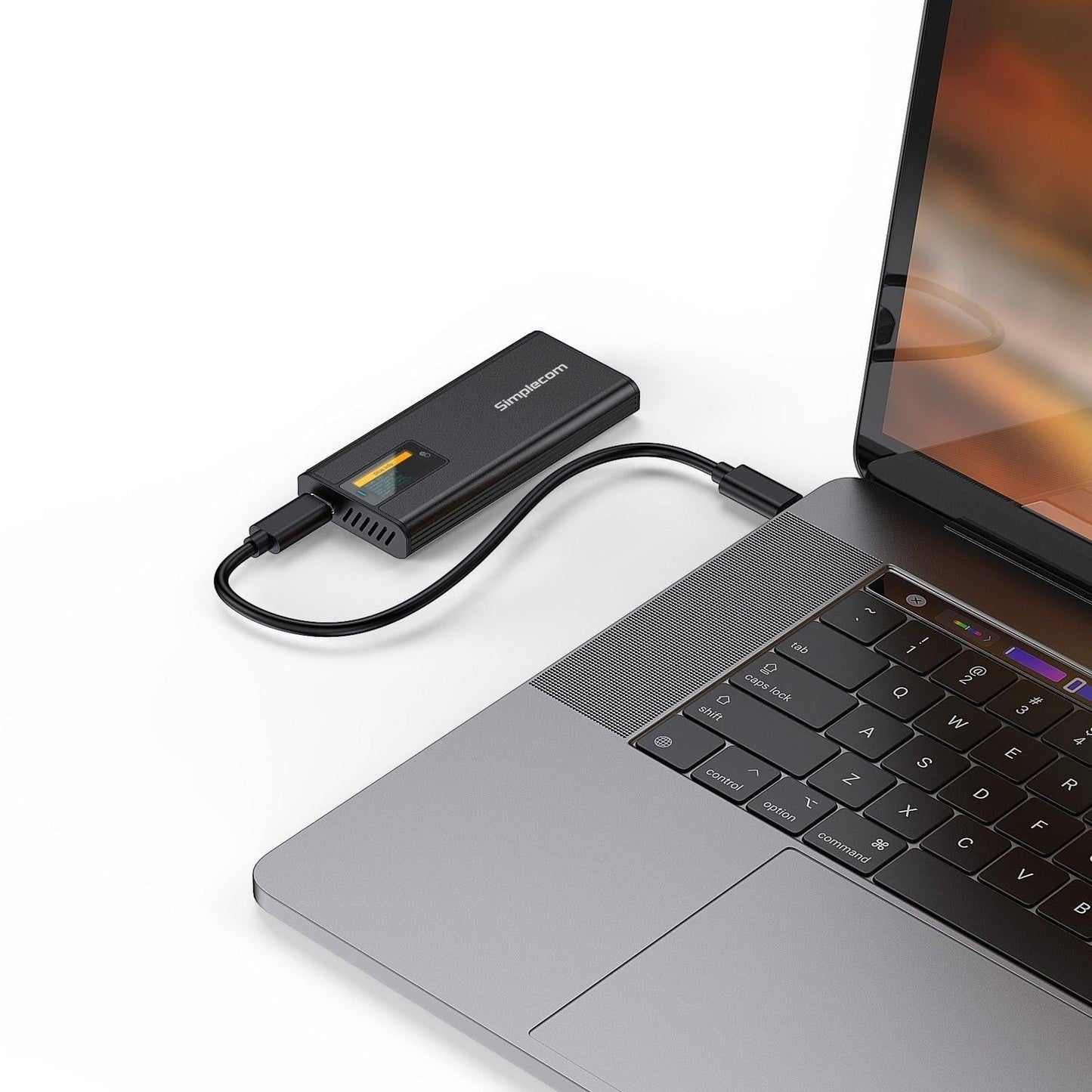 Simplecom SE530 NVMe / SATA M.2 SSD to USB-C Enclosure with SMART LED Screen USB 3.2 Gen 2 10Gbps.