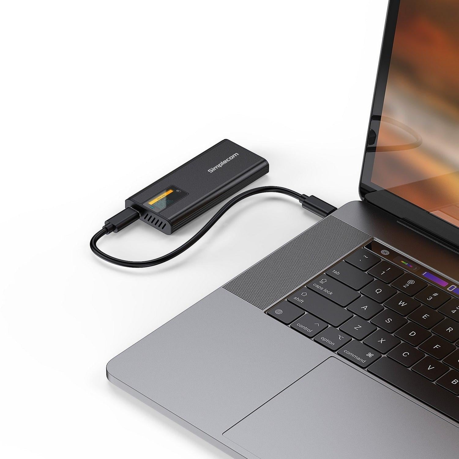 Simplecom SE530 NVMe / SATA M.2 SSD to USB-C Enclosure with SMART LED Screen USB 3.2 Gen 2 10Gbps.