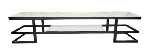 Alexa Black TV Unit - Black Glass