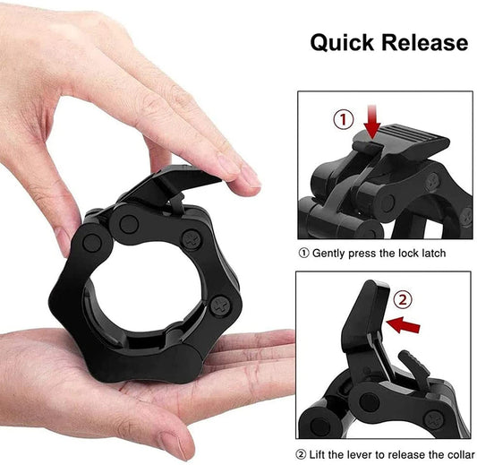 2Pcs 2in / 50mm Olympic Dumbbell Clamps Barbell Clamps Collars Clips Bar Plates Collar Clips Black.