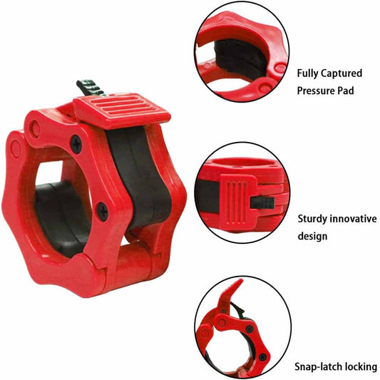 2Pcs 2in / 50mm Olympic Dumbbell Clamps Barbell Clamps Collars Clips Bar Plates Collar Clips Red.