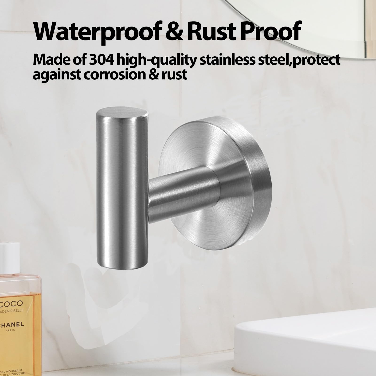 2 Pcs Wall Mount Bathroom Towel Hooks Holder Cloth Hanger Hook Kitchen Door Hanger Brushed Nickel.