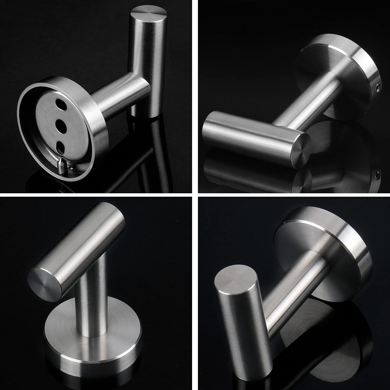 2 Pcs Wall Mount Bathroom Towel Hooks Holder Cloth Hanger Hook Kitchen Door Hanger Brushed Nickel.