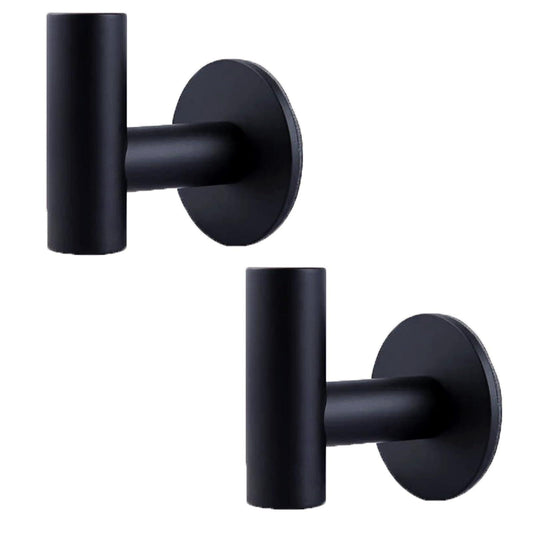 2 Pcs Wall Mount Self Adhesive Bathroom Towel Hooks Holder Cloth Hanger Hook Door Hanger Black.