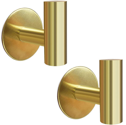 2 Pcs Wall Mount Self Adhesive Bathroom Towel Hooks Holder Cloth Hanger Hook Door Hanger Gold.