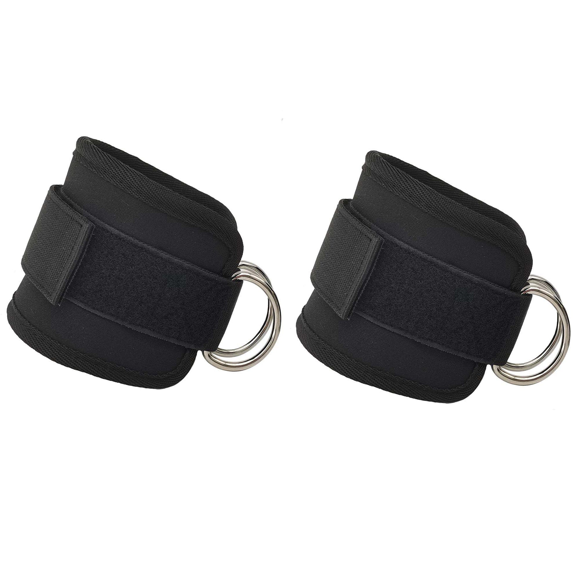 2x Adjustable Ankle Straps for Cable Machines D-Rings Gym Cuff Kickbacks Glute Workouts Leg Extensions Straps Hip Black.