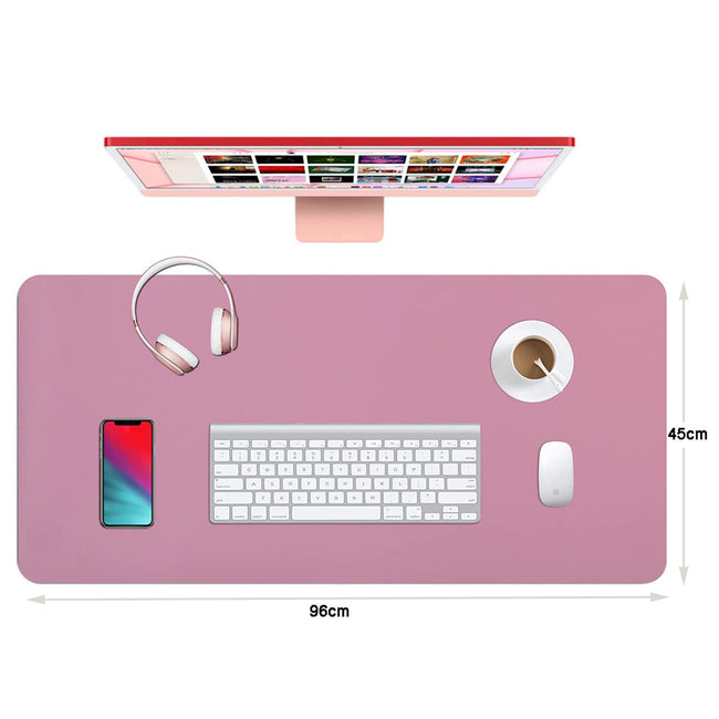 Pink 90cm*45cm Dual Side Office Desk Pad Waterproof PU Leather Computer Mouse Pad Main Image
