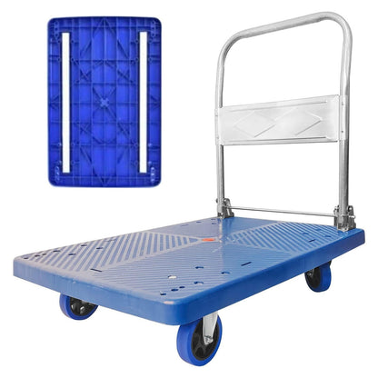 300kg Foldable Warehouse Platform Trolley Truck Dolly Platform Cart Swivel Wheels Moving Cart Flatbed.