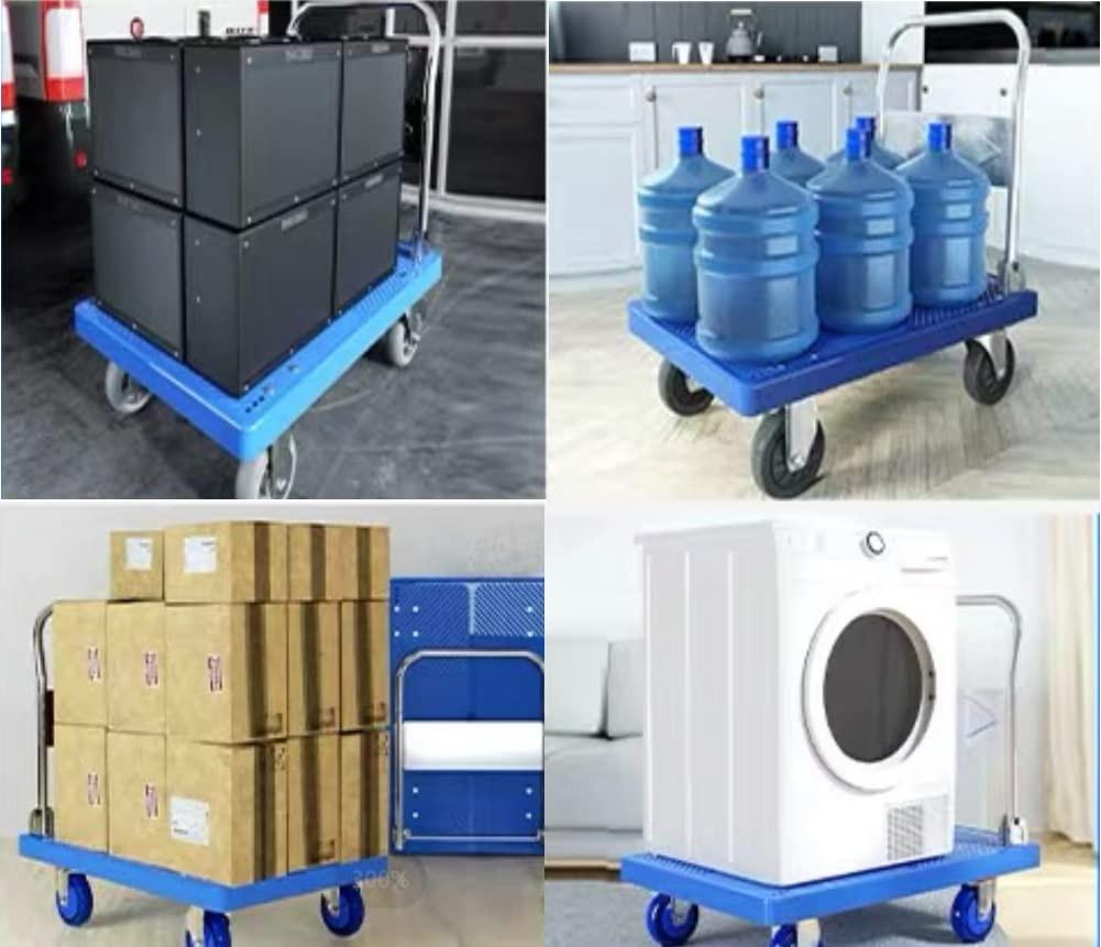 300kg Foldable Warehouse Platform Trolley Truck Dolly Platform Cart Swivel Wheels Moving Cart Flatbed.
