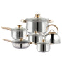 12Piece Cookware Set  Kitchen Stainless Steel Stock Pot Pan Sets Saucepan Casserole kettle.