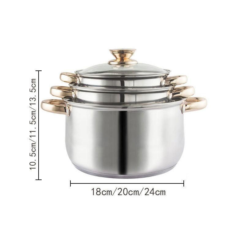 12Piece Cookware Set  Kitchen Stainless Steel Stock Pot Pan Sets Saucepan Casserole kettle.