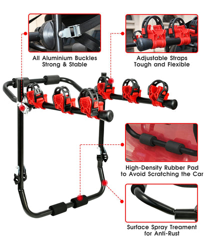 3 Bike Universal Cycle Bicycle Car Rear Carrier Rack Hanger Mount for Car Sedan Hatchback Minivan SUV.