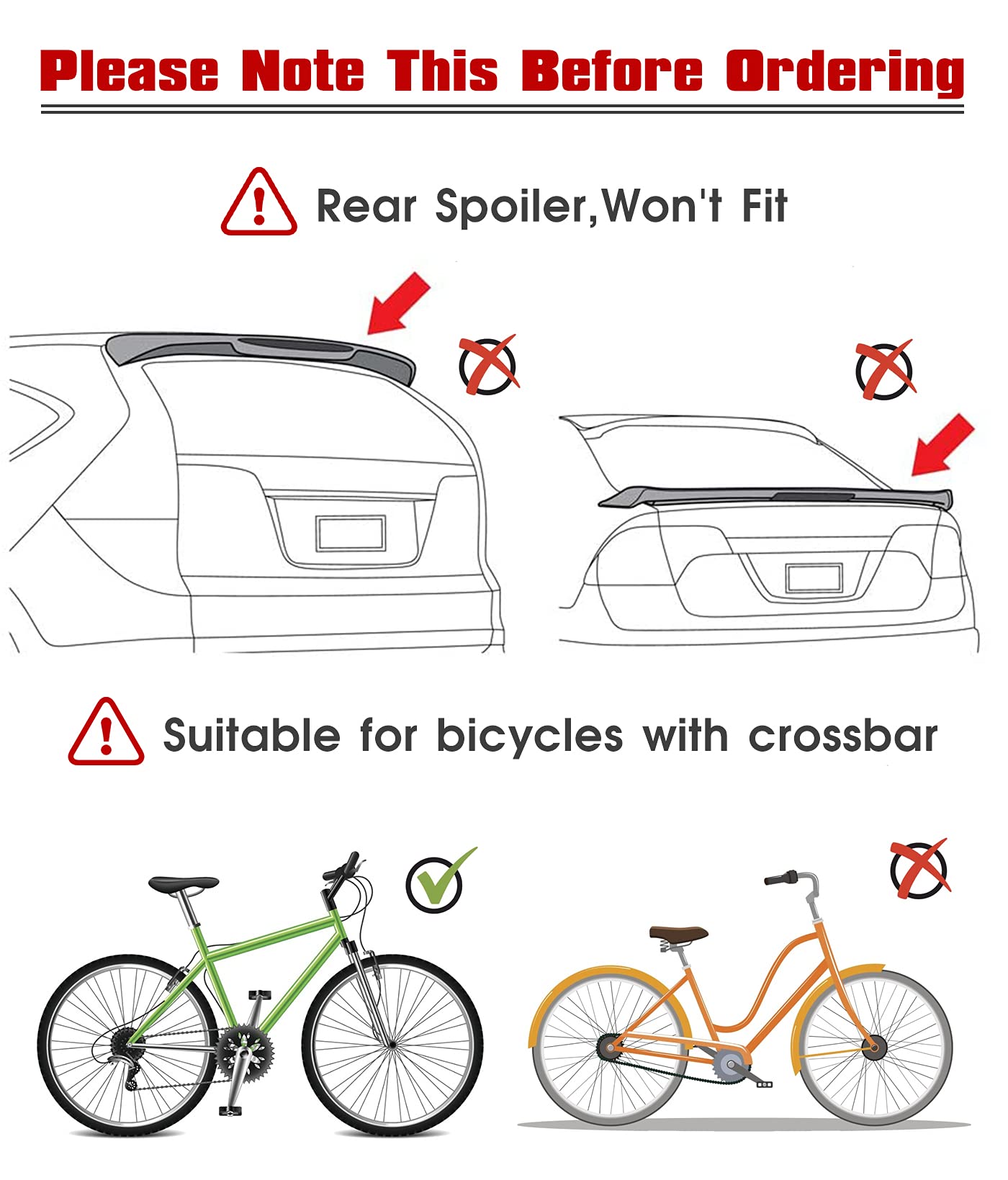 3 Bike Universal Cycle Bicycle Car Rear Carrier Rack Hanger Mount for Car Sedan Hatchback Minivan SUV.