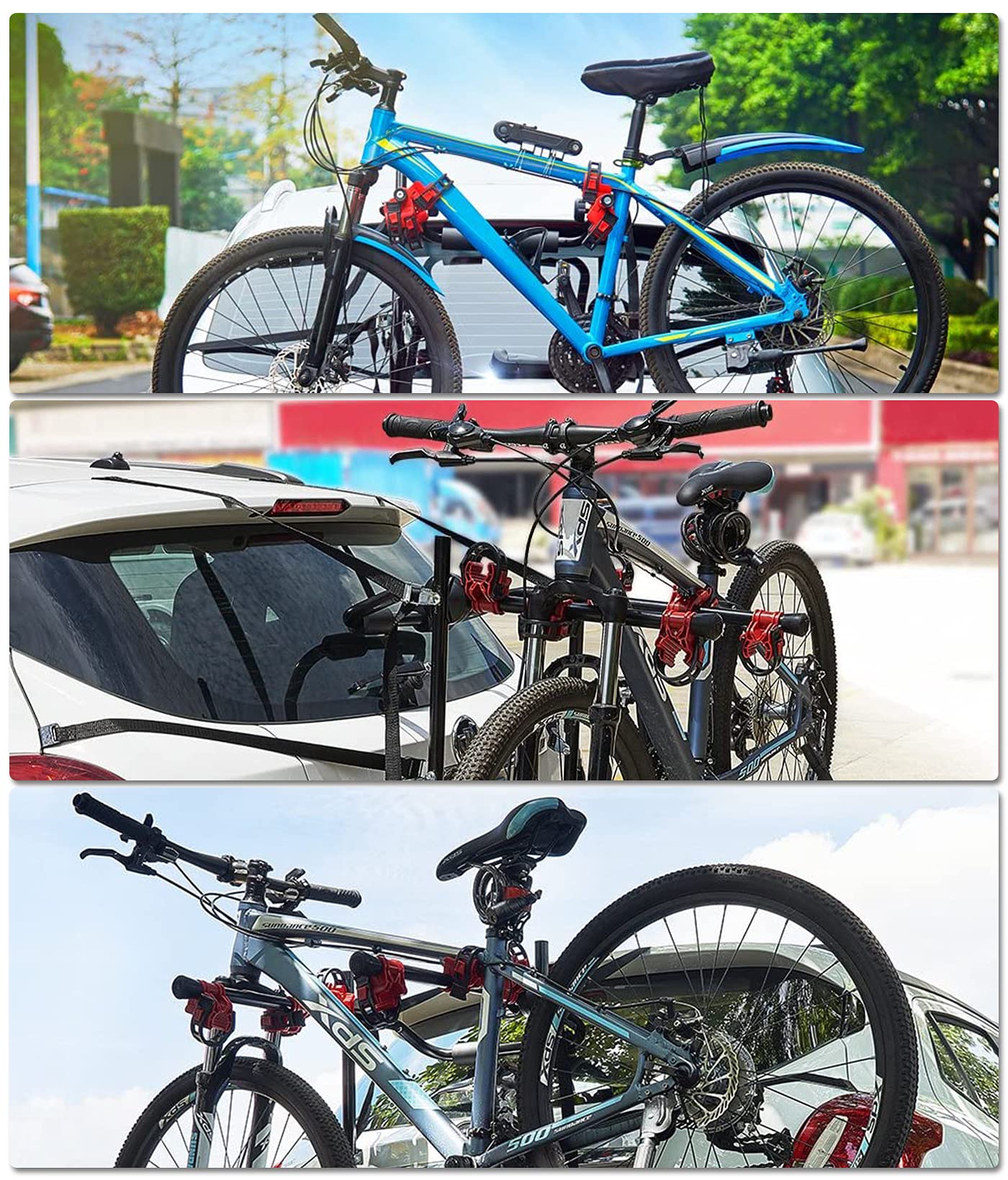 3 Bike Universal Cycle Bicycle Car Rear Carrier Rack Hanger Mount for Car Sedan Hatchback Minivan SUV.