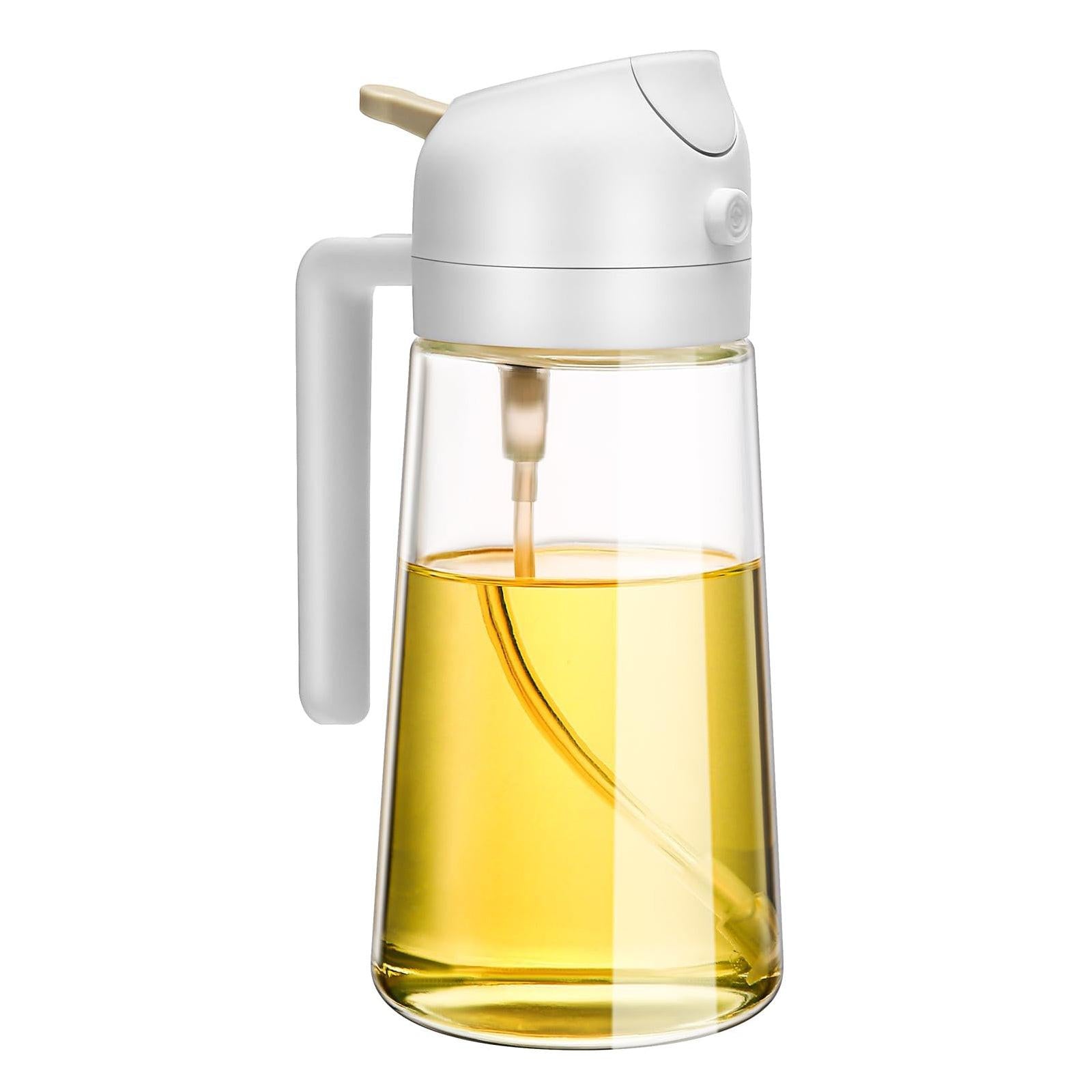 600ml 2 in 1 Glass Oil Sprayer Dispenser Kitchen Sprayz Cooking Baking Oil Bottle BBQ Spray White.