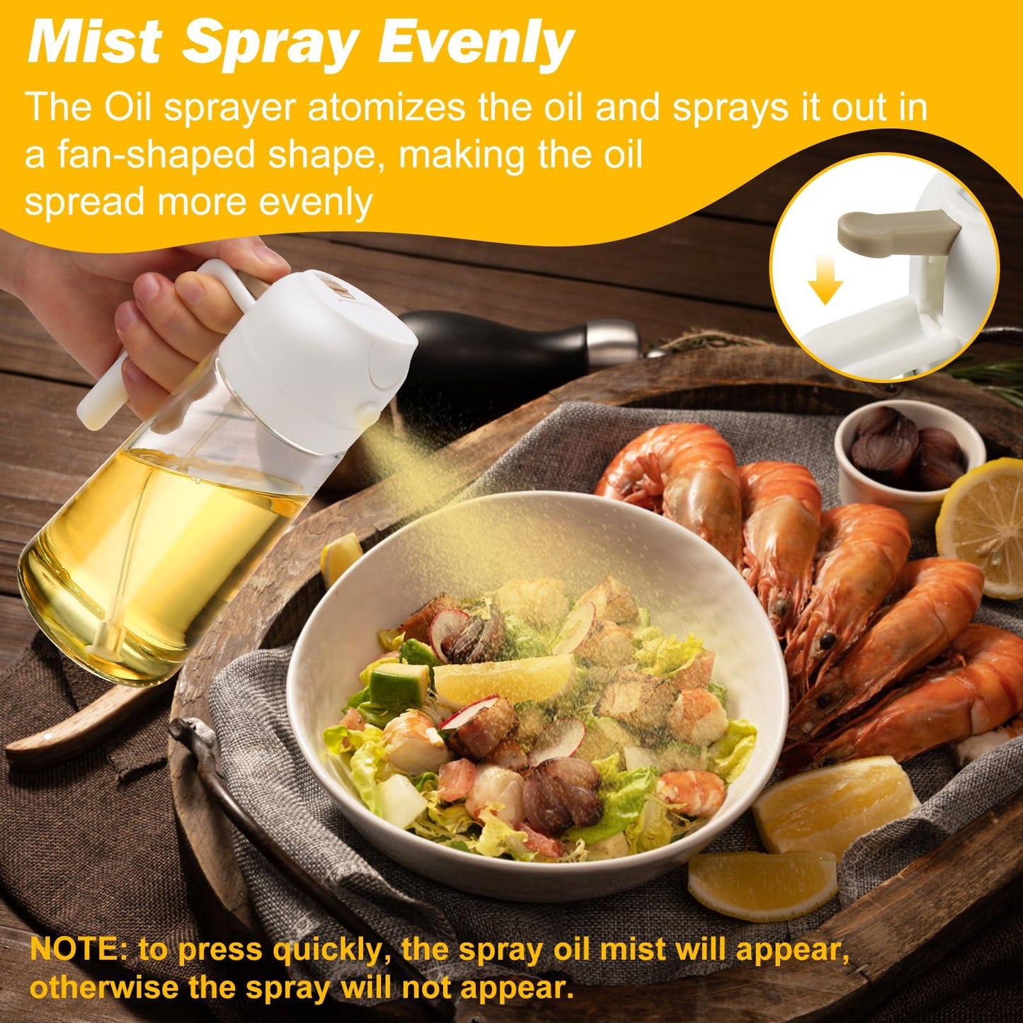 600ml 2 in 1 Glass Oil Sprayer Dispenser Kitchen Sprayz Cooking Baking Oil Bottle BBQ Spray White.