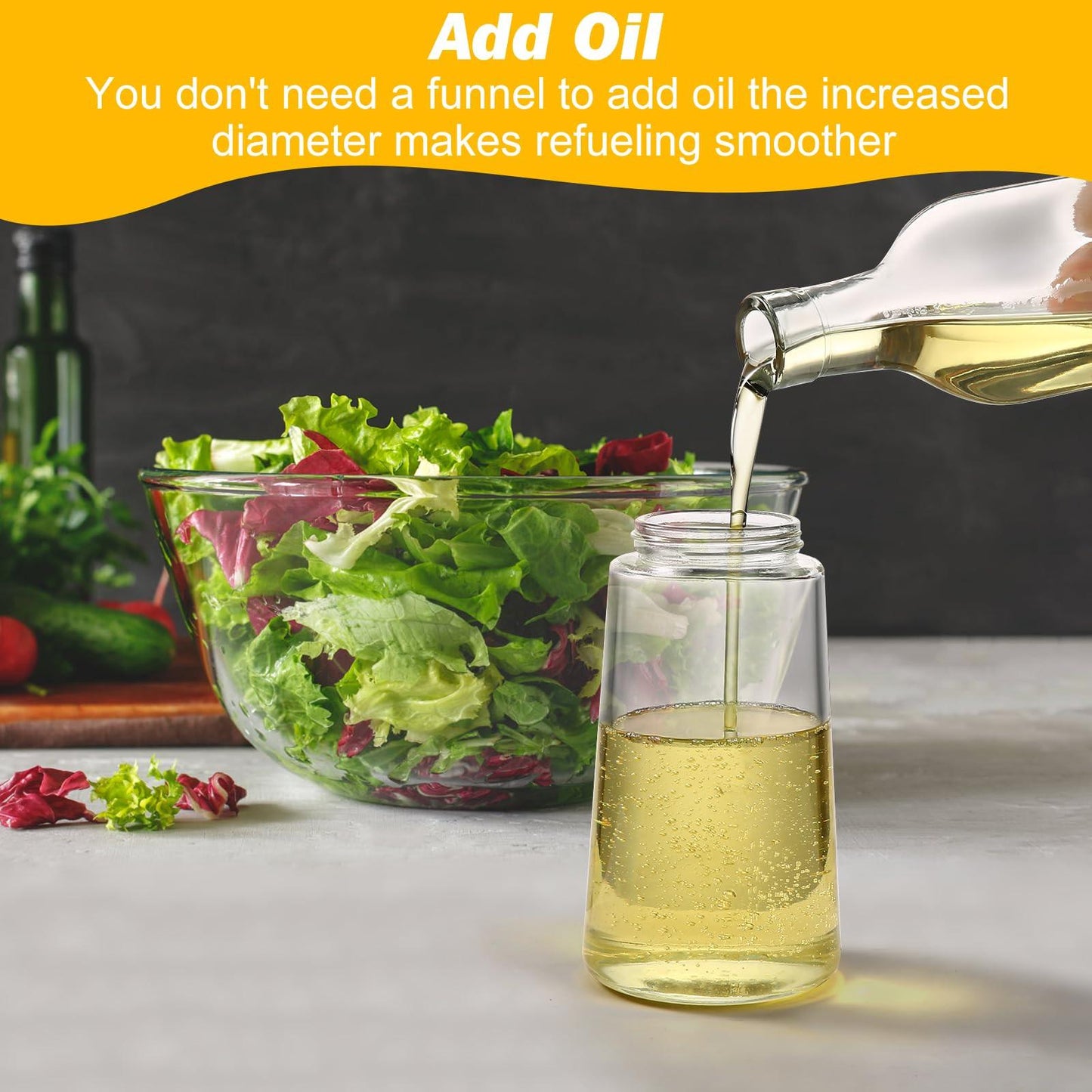 600ml 2 in 1 Glass Oil Sprayer Dispenser Kitchen Sprayz Cooking Baking Oil Bottle BBQ Spray White.