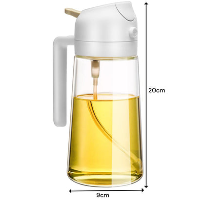 600ml 2 in 1 Glass Oil Sprayer Dispenser Kitchen Sprayz Cooking Baking Oil Bottle BBQ Spray White.
