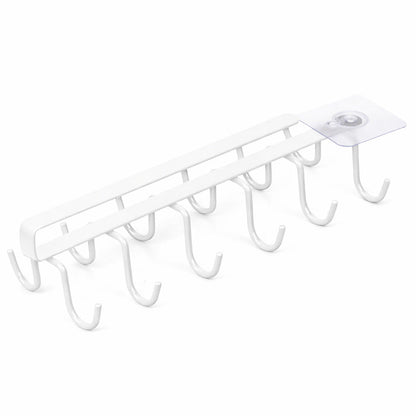 Under Cabinet Mug Holder 12 Hooks No Drill Cup Rack Organizer for Kitchen Storage White
