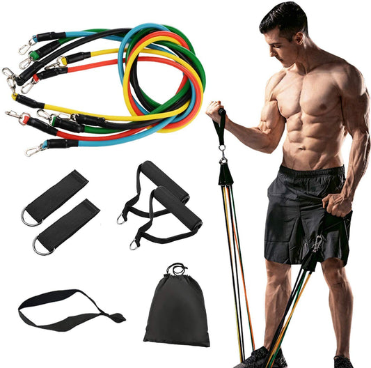 11 Pack Resistance Bands Stackable Exercise Bands Home Workouts Physical Therapy Gym Training.