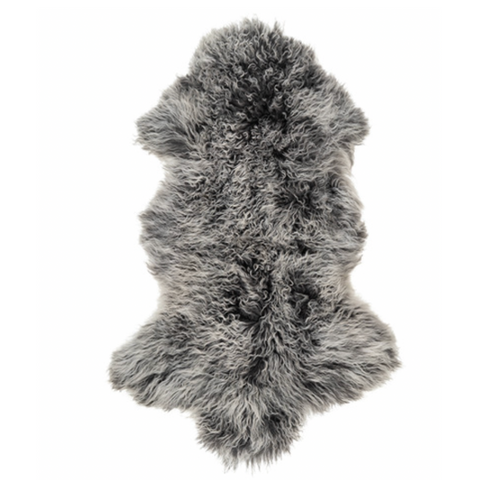 Interior Ave - Mongolian Fur Throw - 90CM - Charcoal Snow.