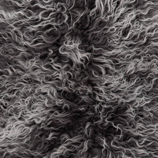Interior Ave - Mongolian Fur Throw - 90CM - Charcoal Snow.