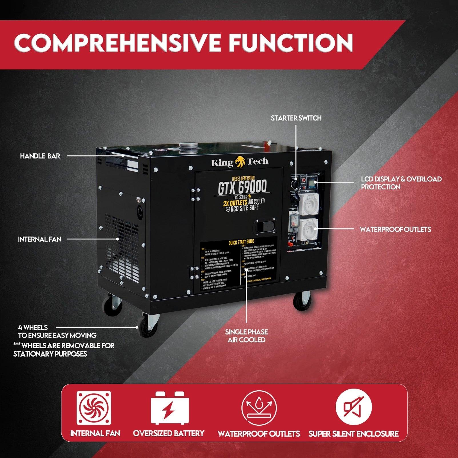 8.4kW Max 6kW Rated Diesel Generator New Single Phase Commercial.