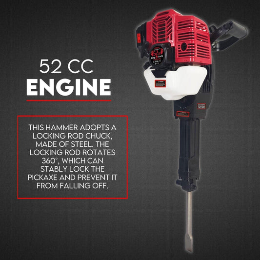 2 Stroke Petrol Demolition Jackhammer Concrete Tile Breaker 52cc Jack Hammer.