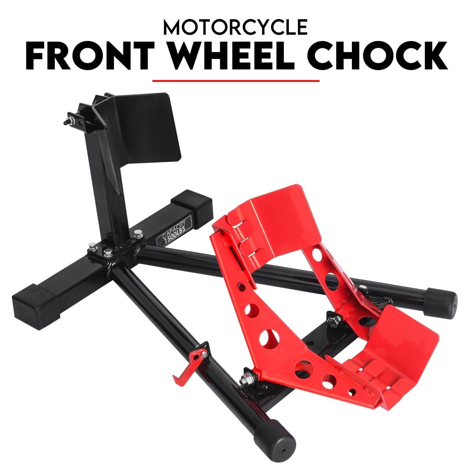 Heavy Duty Motorcycle Motorbike Stand Front Wheel Chock Trailer Transport.