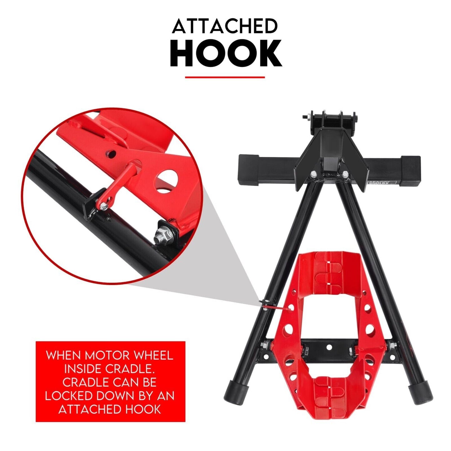 Heavy Duty Motorcycle Motorbike Stand Front Wheel Chock Trailer Transport.