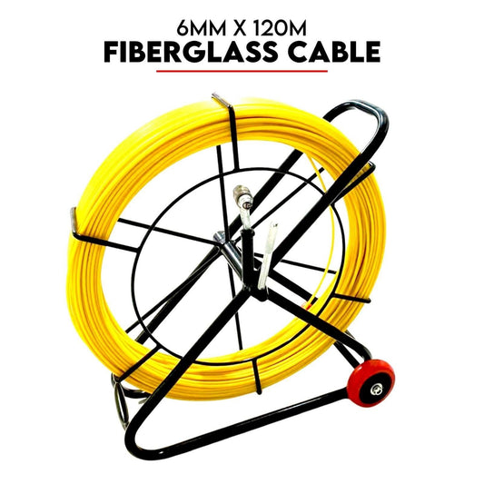120MÃ6MM Fish Tape Puller Fiberglass Wire Cable Running Duct Rodder with Wheels.