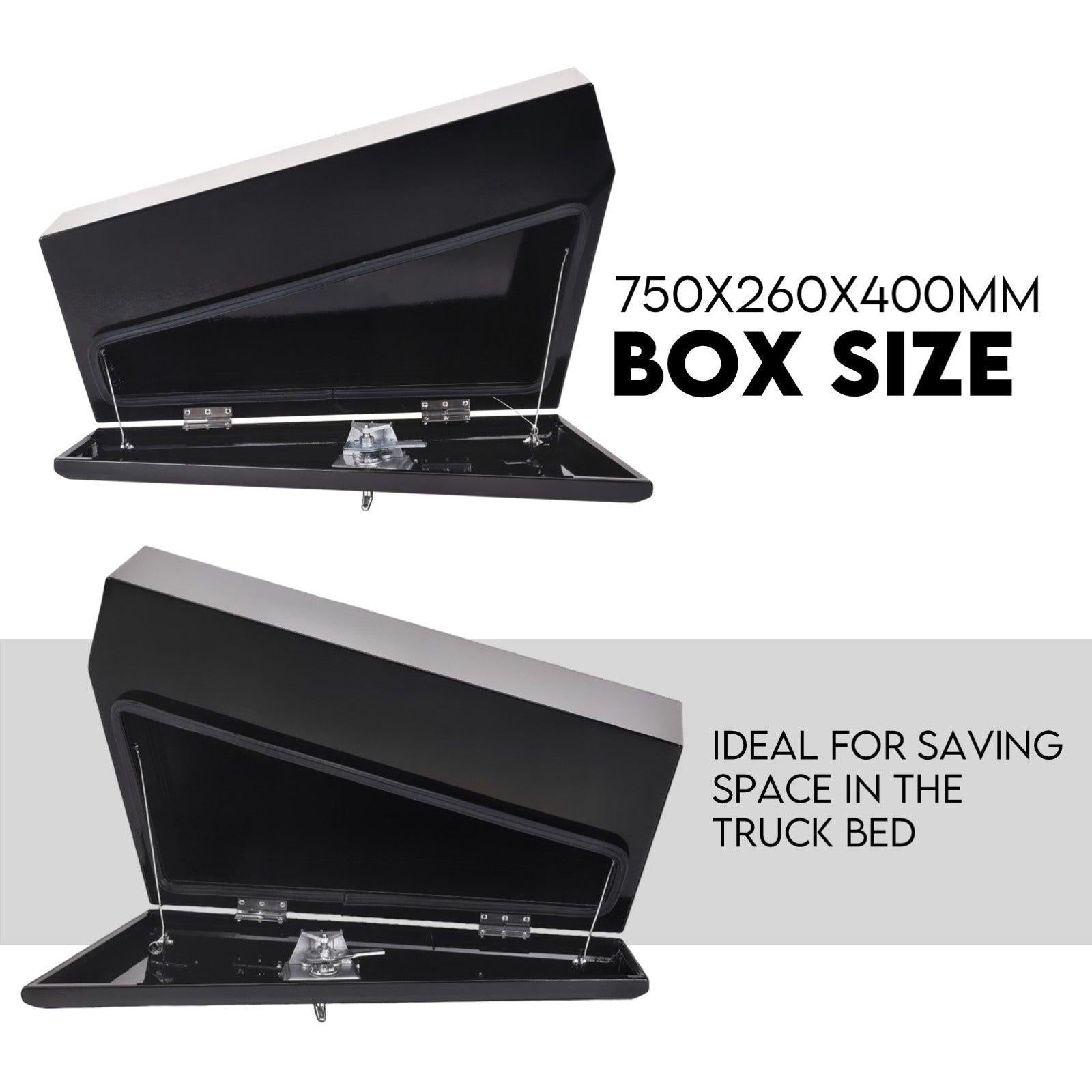 Under Tray Tool Box Underbody Pair Set 750mm Black Steel.