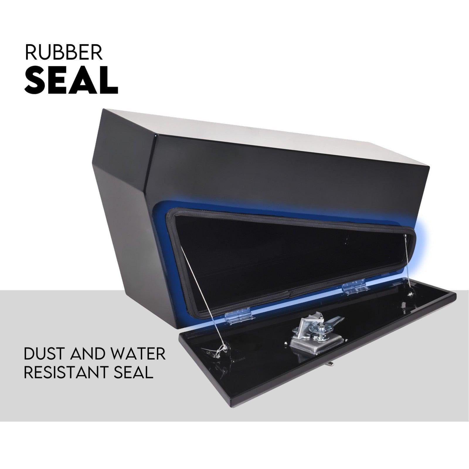 Under Tray Tool Box Underbody Pair Set 750mm Black Steel.