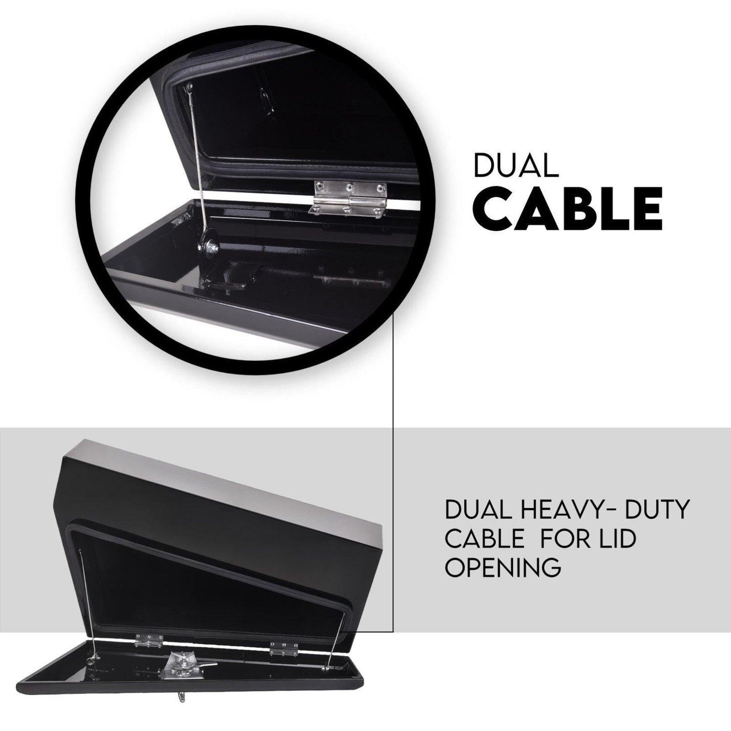 Under Tray Tool Box Underbody Pair Set 750mm Black Steel.