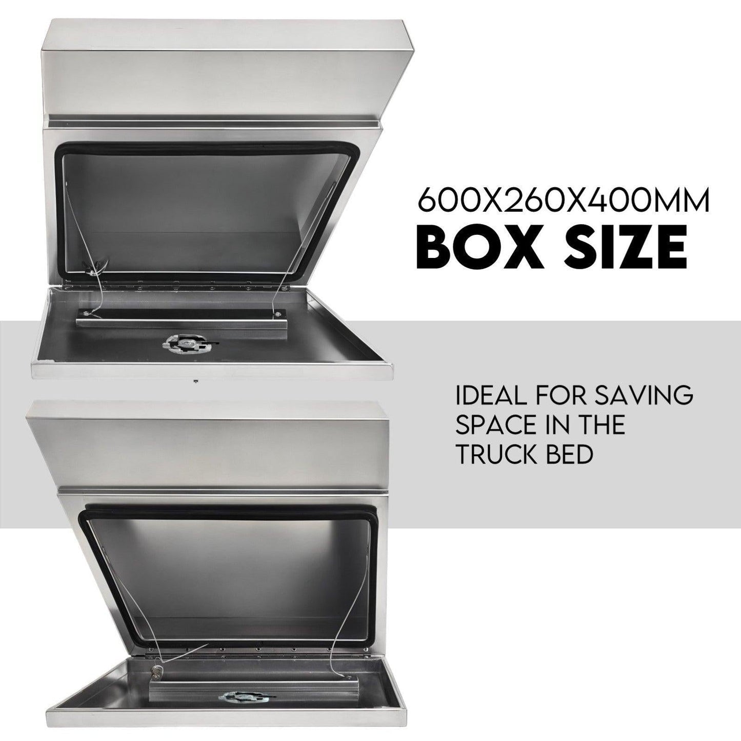 Under Tray Tool Box Underbody Pair Set 600mm Aluminium.