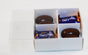 100 Pack of White Card Chocolate Sweet Soap Product Retail Gift Box - 4 Bay Compartments - Clear Slide On Lid - 8x8x3cm