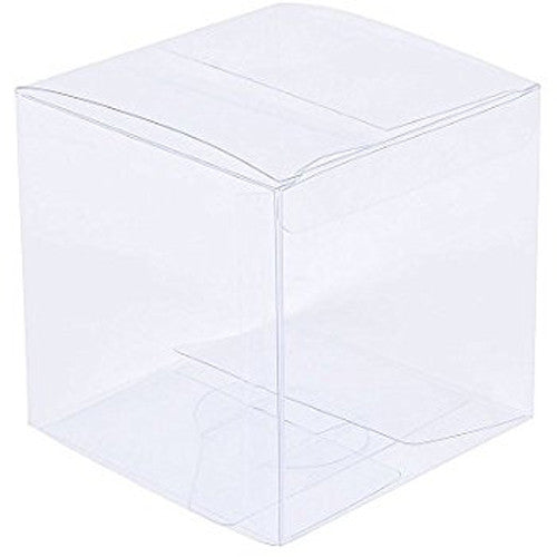 10 Piece Pack -PVC Clear See Through Plastic 15cm Square Cube Box - Large Bomboniere Product Exhibition Gift Hover Image