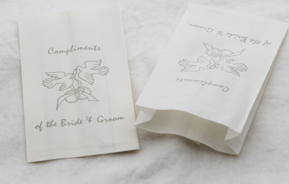 100 Pack Wedding Cake Bags Greaseproof Wax Paper Slice Take Home Favour Silver Doves