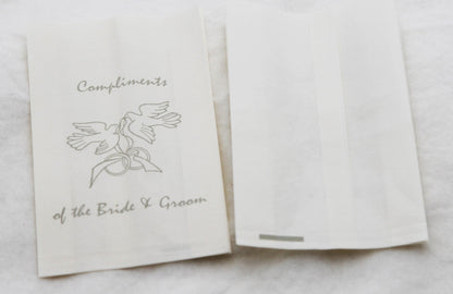 100 Pack Wedding Cake Bags Greaseproof Wax Paper Slice Take Home Favour Silver Doves