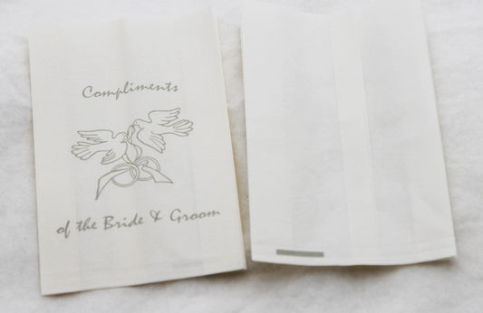 100 Pack Wedding Cake Bags Greaseproof Wax Paper Slice Take Home Favour Silver Doves
