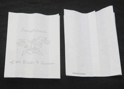 100 Pack Wedding Cake Bags Greaseproof Wax Paper Slice Take Home Favour Silver Doves