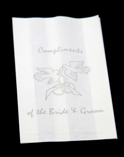 100 Pack Wedding Cake Bags Greaseproof Wax Paper Slice Take Home Favour Silver Doves