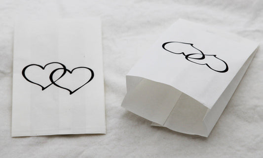50 Pack Wedding Cake Bags Greaseproof Wax Paper Slice Take Home Favour Large Heart