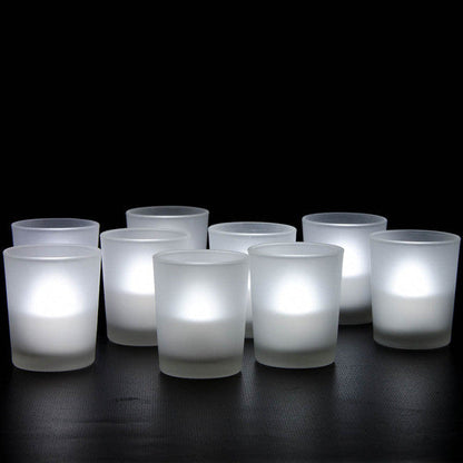 20 Pack Frosted White Glass Votive Candle Holders for Candle Making Kit Tealight Candles Cup Home Decoration